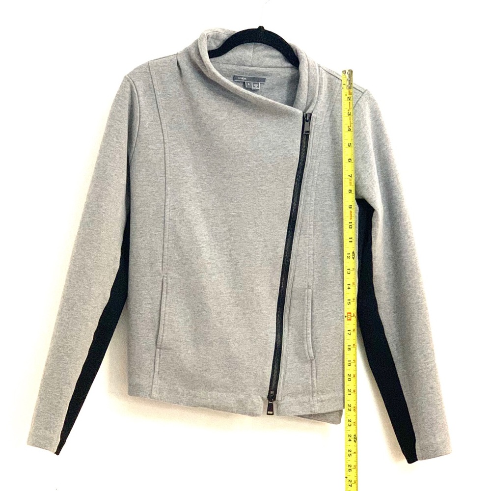 Vince Gray Knit Asymmetrical Zip Jacket L EUC - Picture 11 of 14